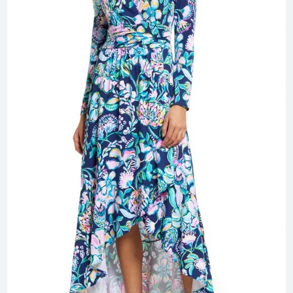 Lilly Pulitzer Dresses & Skirts - Lilly Pulitzer Montague Long Sleeve Faux Wrap Maxi Dress sz S